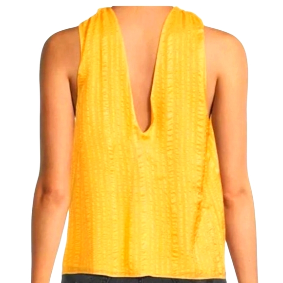 Frame Denim Tops Frame Halter Crinkled Silk Gold Blouse....size Small - Picture 2 of 7